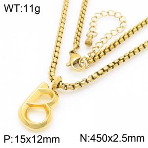 Stainless Steel Jewelry English Alphabet Element Necklace - KN287190-Z