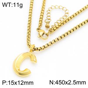 Stainless Steel Jewelry English Alphabet Element Necklace - KN287191-Z