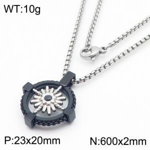 Stainless Steel Black-plating Necklace - KN287521-AQ