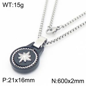 Stainless Steel Black-plating Necklace - KN287525-AQ