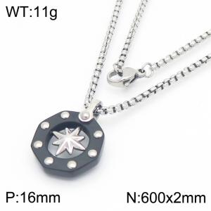 Stainless Steel Black-plating Necklace - KN287527-AQ
