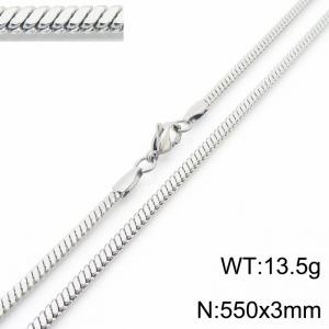 Stainless steel flat snake necklace - KN287793-Z
