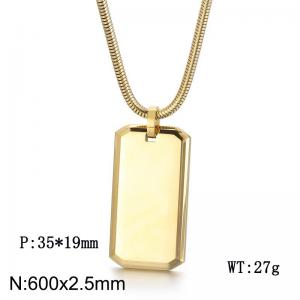 Custom Trendy 18k Gold Stainless Steel Long Bar Pendant Sweater Chain Necklace Black PVD Plated Custom Dog Tags Necklace For Men - KN287862-KFC