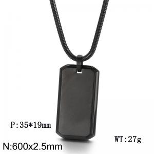 Custom Trendy 18k Gold Stainless Steel Long Bar Pendant Sweater Chain Necklace Black PVD Plated Custom Dog Tags Necklace For Men - KN287863-KFC