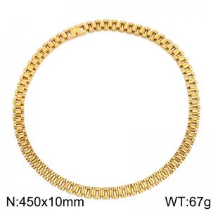 Stainless steel gold strap necklace - KN287869-KFC