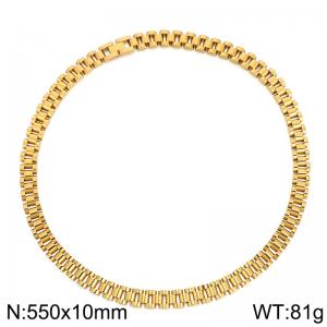 Stainless steel gold strap necklace - KN287870-KFC