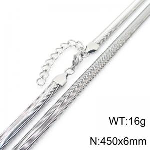 European and American fashion personality stainless steel 450 × 6mm flat snake bone chain lobster buckle jewelry temperament silver necklace - KN288076-GC