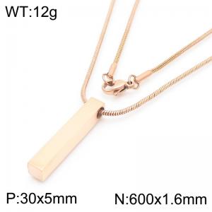 European and American fashion personality stainless steel snake bone chain hanging smooth straight line pendant charm rose gold couple necklace - KN288180-Z