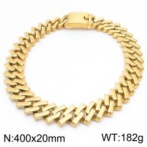 400X20mm Gold-Plated Stainless Steel Square Cuban Links Necklace - KN288185-KJX