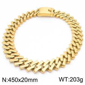450X20mm Gold-Plated Stainless Steel Square Cuban Links Necklace - KN288187-KJX
