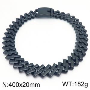400X20mm Black-Plated Stainless Steel Square Cuban Links Necklace - KN288188-KJX
