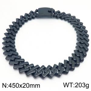 450X20mm Black-Plated Stainless Steel Square Cuban Links Necklace - KN288190-KJX