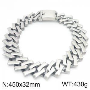 450X32mm Stainless Steel Square Cuban Links Necklace - KN288193-KJX