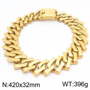 420X32mm Gold-Plated Stainless Steel Square Cuban Links Necklace - KN288195-KJX