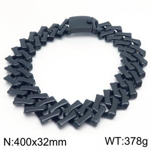400X32mm Black-Plated Stainless Steel Square Cuban Links Necklace - KN288197-KJX