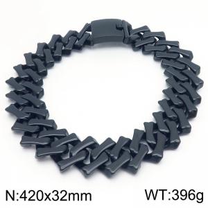 420X32mm Black-Plated Stainless Steel Square Cuban Links Necklace - KN288198-KJX