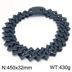 450X32mm Black-Plated Stainless Steel Square Cuban Links Necklace - KN288199-KJX