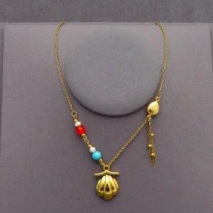 SS Gold-Plating Necklace - KN288296-FA