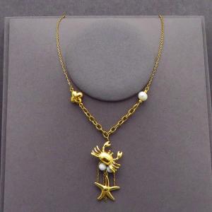 SS Gold-Plating Necklace - KN288309-FA