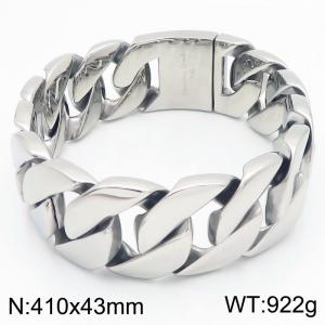 410x43mm Large Shiny Cuban Chunky Chain Necklace For Women Stainless Steel 316L Silver Color - KN288399-KJX