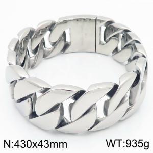 430x43mm Large Shiny Cuban Chunky Chain Necklace For Women Stainless Steel 316L Silver Color - KN288400-KJX