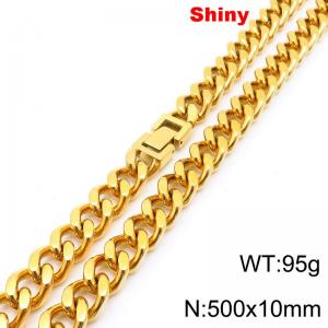 Fashionable and minimalist stainless steel double-sided polished Cuban necklace, 10 * 500mm jewelry buckle necklace - KN288637-Z