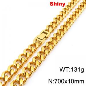 Fashionable and minimalist stainless steel double-sided polished Cuban necklace, 10 * 700mm jewelry buckle necklace - KN288641-Z