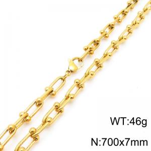 700x7mm stainless steel golden horseshoe chain, interlocking titanium steel necklace, U-shaped chain, thick matching chain - KN288765-Z