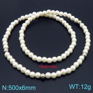 Simple Pearl String Necklace for Women with Stainless Steel Beads Jewelry - KN288822-Z