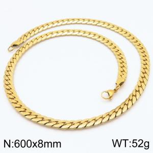 Stainless steel flat embossed Cuban chain necklace - KN288920-Z