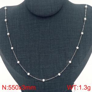 Round Pearl Beads Stainless Steel Necklace for Women Trendy Jewelry - KN288940-Z