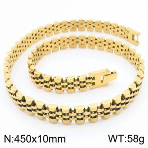 10mm Watchband Strap Chain Necklace Stainless Steel 304 Gold Color - KN289053-KFC