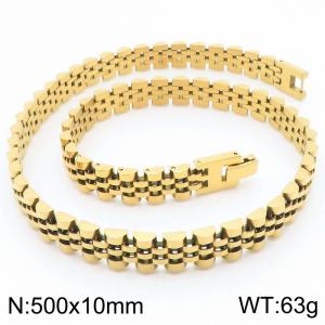 10mm Watchband Strap Chain Necklace Stainless Steel 304 Gold Color - KN289054-KFC