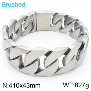 43mm Bigger Heavier Brushed Chunky Cuban Chain Necklace Stainless Steel 316L Silver Color - KN289063-KJX