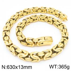 13mm Byzantine Chain Necklace For Men Stainless Steel 316L Gold Color - KN289085-KJX