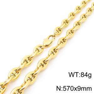 Stainless steel simple and fashionable 570 × 9mm Japanese chain special buckle temperament charm gold necklace - KN289139-KFC