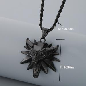Stainless steel wolf head necklace pendant - KN289419-Z