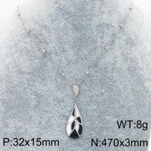 Mixed Colours Water Drops Stainless Steel Women Pendant Necklace Silver - KN289480-GC