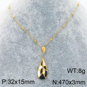Mixed Colours Water Drops Stainless Steel Women Pendant Necklace Gold - KN289481-GC