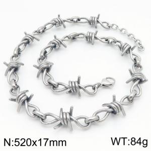 Stainless Steel Knotted Necklace Link Chain Silver Color - KN289636-Z