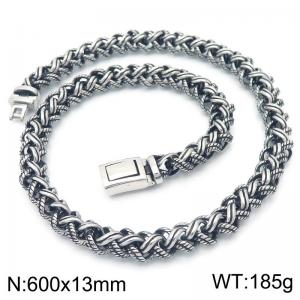 Vintage Stainless Steel Braided Rope Necklace for Men Punk Biker Party Jewelry - KN289868-KJX
