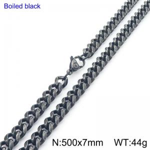 500mm Fashion Stainless Steel Necklace Cuban Link Chain Boiled Black Color - KN289974-Z