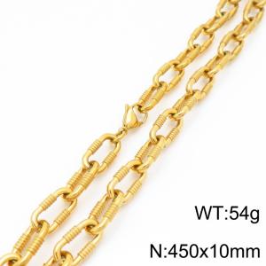 Handmade chain fashionable and atmospheric necklace O-shaped chain screw buckle stainless steel gold-plated necklace 10mm wide - KN290022-Z