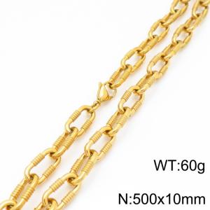 Handmade chain fashionable and atmospheric necklace O-shaped chain screw buckle stainless steel gold-plated necklace 10mm wide - KN290023-Z