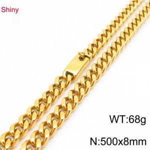 Fashion stainless steel 8mm gold-plated Cuban necklace - KN290376-Z