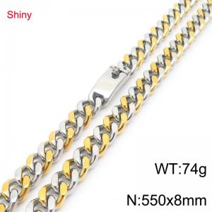 Fashionable Stainless Steel 8mm Gold Silver Intercolor Cuban Necklace - KN290384-Z
