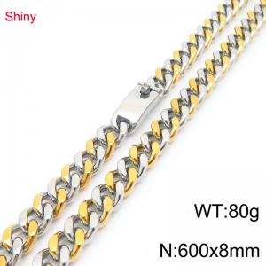 Fashionable Stainless Steel 8mm Gold Silver Intercolor Cuban Necklace - KN290385-Z