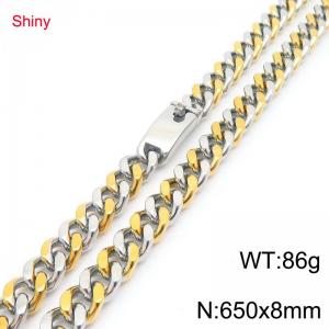 Fashionable Stainless Steel 8mm Gold Silver Intercolor Cuban Necklace - KN290386-Z