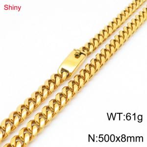 Fashion stainless steel 8mm gold-plated round ground Cuban necklace - KN290390-Z