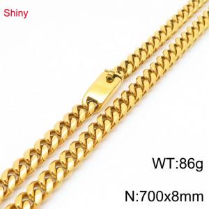 Fashion stainless steel 8mm gold-plated round ground Cuban necklace - KN290394-Z
